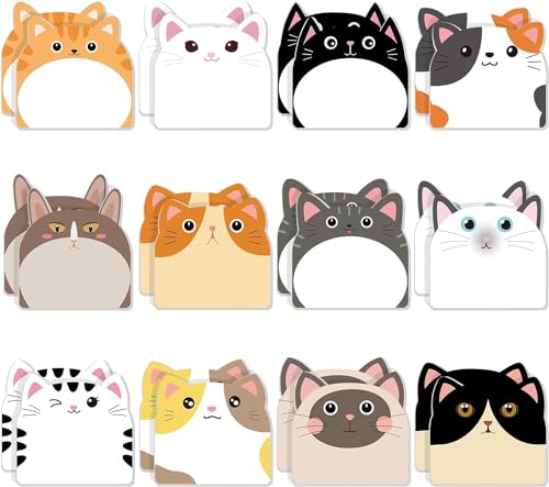 24pack Haftnotizen,Kleine Haftnotizen Kinder,Haftnotizen Klebezettel,Kawaii Schulsachen,Notizblock Klein,TierföRmiger Haftnotizblock Ideal FüR BüRo, Kinder, Studenten, Etikettengeschenke (Stil 3) von kiimiipa