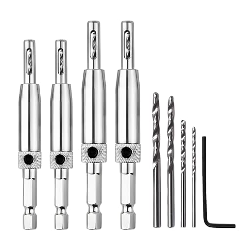 Scharnierbohrer, selbstzentrierend, 4 Stück, selbstzentrierende Bohrer-Bits, Scharnier, 6,35 mm Sechskantschaft mit 4 passenden Spiralbohrer-Bitführungs-Set, Hardware für Fenster, Schrank, Tür Scharnierbohrer, selbstzentrierend, 4 Stück, selbstzentrierende Bohrer-Bits, Scharnier, 6,35 mm Sechskantschaft mit 4 passenden Spiralbohrer-Bitführungs-Set, Hardware für Fenster, Schrank, Tür von kiki fancy