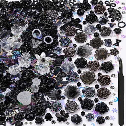 Kunstharz-Blumenperlen-Set, 900 Sonnenblumen-Strasssteine und 3D-Schmetterlings-Charms, 2 mm Loch, DIY-Schmuckzubehör für Handyhüllen/Crocs-Dekorationen, Großpackung Bastelperlen mit Perlen, Schwarz Kunstharz-Blumenperlen-Set, 900 Sonnenblumen-Strasssteine und 3D-Schmetterlings-Charms, 2 mm Loch, DIY-Schmuckzubehör für Handyhüllen/Crocs-Dekorationen, Großpackung Bastelperlen mit Perlen, Schwarz von kikonoke