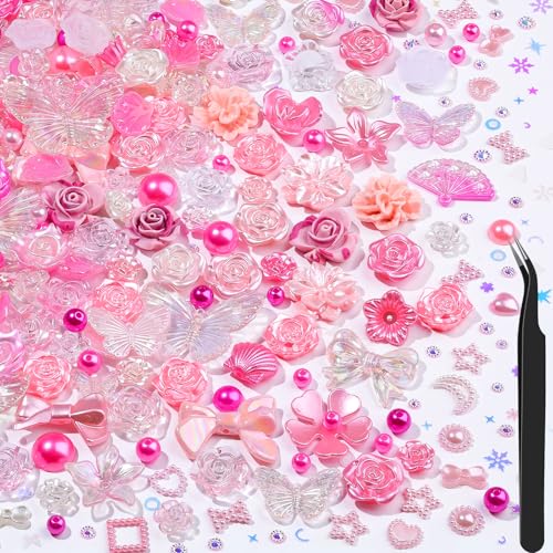 Kunstharz-Blumenperlen-Set, 900 Sonnenblumen-Strasssteine und 3D-Schmetterlings-Charms, 2 mm Loch, DIY-Schmuckzubehör für Handyhüllen-Dekor/Schuhakzente mit Perlen, Rosa, 450 Stück Kunstharz-Blumenperlen-Set, 900 Sonnenblumen-Strasssteine und 3D-Schmetterlings-Charms, 2 mm Loch, DIY-Schmuckzubehör für Handyhüllen-Dekor/Schuhakzente mit Perlen, Rosa, 450 Stück von kikonoke