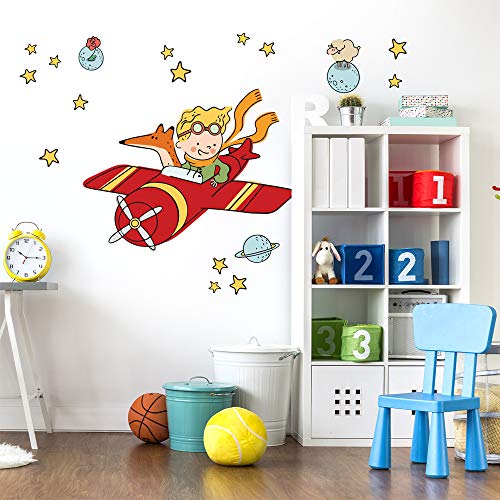 kina - R00578 Wandaufkleber Kind Ökologisches Hypoallergenes Weicher Stoffeffekt Repositionierbar Fabel kleine Prinz Wanddekoration Neugeborene Kinderzimmer Selbstklebende Tapete - 100x30 cm von kina