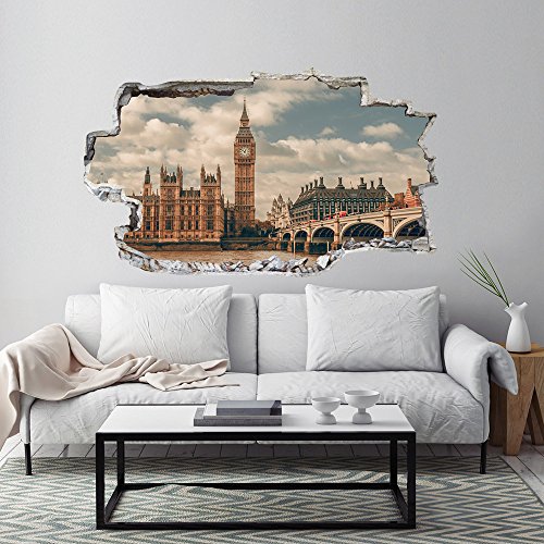 kina 3DC0003 Wand Aufkleber 3D - Einrichtungsideen - Big Ben 3D - Maße 100x60 cm - Wanddekoration, Wand Aufkleber, Tapete kina 3DC0003 Wand Aufkleber 3D - Einrichtungsideen - Big Ben 3D - Maße 100x60 cm - Wanddekoration, Wand Aufkleber, Tapete von kina
