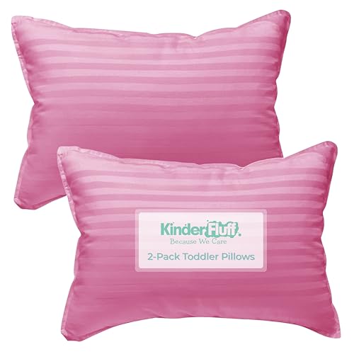 kinder Fluff 2X Kleinkind-Kissen (25x38cm) - Mit 300T-Baumwollhülle Und Alternativer Daunenfüllung. Hypoallergen, Maschinenwaschbar Und Tierversuchsfrei | Kinder-Kissen Und Reisekissen (Rosa) von kinder Fluff