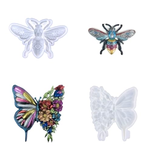 3D-Harzgussformen-Set, dekorative Bienen- und Schmetterlings-Wandkunst-Silikonformen, DIY-Bastelwerkzeuge, Epoxidharz-Silikonform 3D-Harzgussformen-Set, dekorative Bienen- und Schmetterlings-Wandkunst-Silikonformen, DIY-Bastelwerkzeuge, Epoxidharz-Silikonform von kingmise