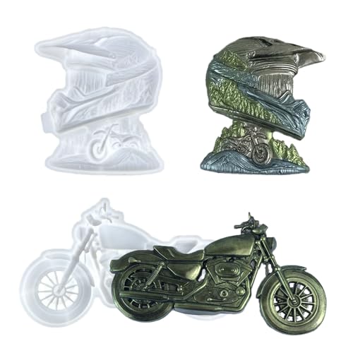 3D-Motorrad- und Helm-Silikonharz-Formen-Set, Wandkunst, Bastelwerkzeug, 2-teilige dekorative Display-Formen, Epoxidharz-Silikonform 3D-Motorrad- und Helm-Silikonharz-Formen-Set, Wandkunst, Bastelwerkzeug, 2-teilige dekorative Display-Formen, Epoxidharz-Silikonform von kingmise