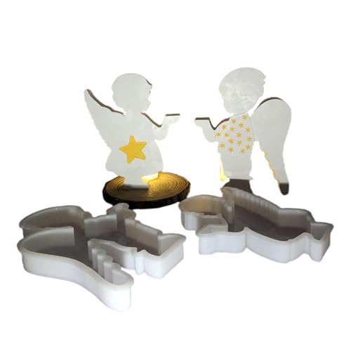 Engel-Kerzenhalter-Gussform aus Kunstharz. Handgefertigte Engel-Dekoration für Jungen und Mädchen, Tischdekoration, Teekerzen, Sternengel, Handwerk, Gips, Epoxidharz, Silikonformen von kingmise
