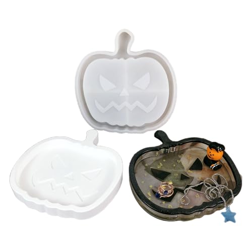 Halloween-Teufelskürbis-Tablett, Harzformen, Silikonform, Aufbewahrungsschale, Behälterform für Harz, Beton, Schmuck, Schmuck, Teller, Schminktisch, Epoxidharz, Gießen, kreative Kunst, Handwerk von kingmise