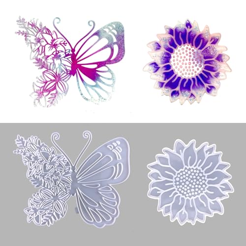 Silikon-Wandkunst-Form-Set mit Schmetterlingen und Sonnenblumen, Tischdekoration, Schmetterlings- und Sonnenblumen-Harzgussformen Silikon-Wandkunst-Form-Set mit Schmetterlingen und Sonnenblumen, Tischdekoration, Schmetterlings- und Sonnenblumen-Harzgussformen von kingmise