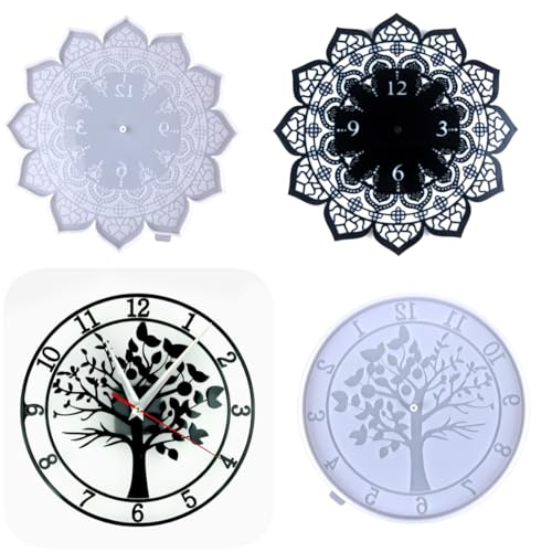 Silikonformen mit Zifferblatt, Mandala- und Lebensbaum-Design, Silikonformen für Uhrherstellung, Heimdekoration, Epoxidharz-Silikonformen, 2 Stück Silikonformen mit Zifferblatt, Mandala- und Lebensbaum-Design, Silikonformen für Uhrherstellung, Heimdekoration, Epoxidharz-Silikonformen, 2 Stück von kingmise