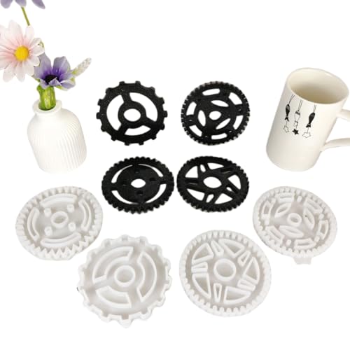 Steampunk Gear Untersetzer-Silikonformen, 4-teiliges Set, Harzgussformen, Epoxidharz-Silikonform, Kaffee- und Rotwein-Tassenmatte Steampunk Gear Untersetzer-Silikonformen, 4-teiliges Set, Harzgussformen, Epoxidharz-Silikonform, Kaffee- und Rotwein-Tassenmatte von kingmise
