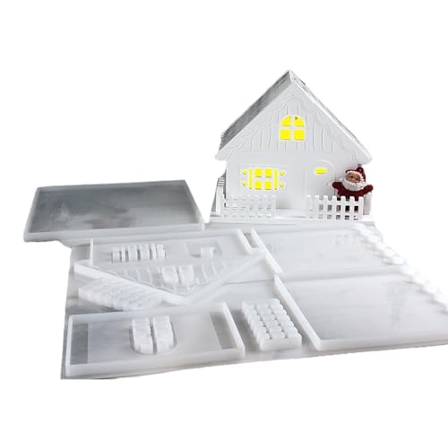 Weihnachts-Spleißhaus-Harz-Formen, Silikonabstand, DIY, handgefertigte Hausdekoration, Harz-Set, Urlaubsdekoration, Epoxid-Silikonformen für Harz von kingmise
