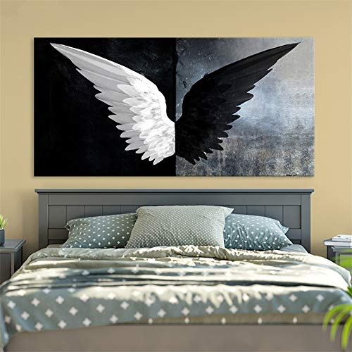 DIY 5D Diamant Painting nach Zahlen Kits,Diamond Painting Set Voll Schwarz-Weiß-Flügel Große Bilder Diamant Gemälde Full kristall Strass Kreuzstich Stickerei für Home Wall Décor-Round drill,60X120cm von Kinntn