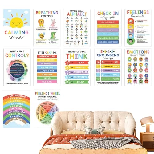 Beruhigende Eckklassenroomplakate | Klassenzimmer -Essentials Für Lehrer | 12 Stücke Psychische Gesundheit Poster Emotions Diagramm, Beruhige Ecke Bildung Für Vorschultherapie -Büro Für Die Kindertage Beruhigende Eckklassenroomplakate | Klassenzimmer -Essentials Für Lehrer | 12 Stücke Psychische Gesundheit Poster Emotions Diagramm, Beruhige Ecke Bildung Für Vorschultherapie -Büro Für Die Kindertage von kinrguiyuez