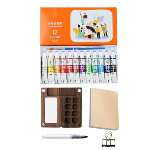 Tragbares Skizzenbuch Palette -Set, Holzreise Box für Gouache, kleines Kit, Aquarell -Malerei Set, Außen -Skizzen -Kit für Schüler Tragbares Skizzenbuch Palette -Set, Holzreise Box für Gouache, kleines Kit, Aquarell -Malerei Set, Außen -Skizzen -Kit für Schüler von kinrguiyuez