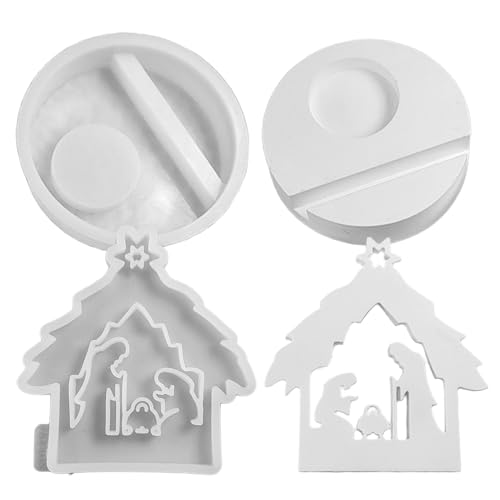 kinrguiyuez Krippen Teelicht Form - Krippen Skulptur Harz Gussform Für Epoxidharz,Seifenherstellung Bastelbedarf Für Kinder Familie Freunde von kinrguiyuez