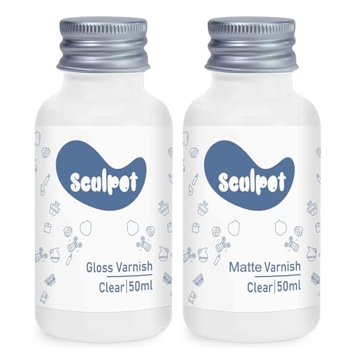2 x 50 ml Lufttrocknender Ton Glasur Set, Glanz Matt Beenden Lufttrocknender Ton Glasur, Lufttrocknender Ton Lack Zur Vermeidung von Rissen, Kratzern und Abnutzung, mit Glasur-Finish von kintsukuroi