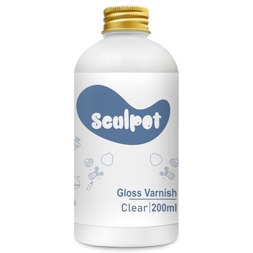 Air Dry Clay Lasur, 200 ml Glanzlack zum Lufttrocknen von Ton, Keramik und Acrylfarbe, farblos, wasserdicht, kratzfest von kintsukuroi