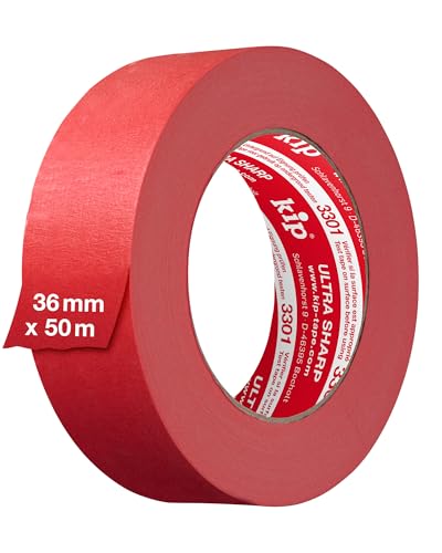 Kip MASKING-TEC Feinkrepp Ultra Sharp - Kreppband 36 mm x 50 m - Klebeband für Innen- & Außenbereich - Perfekte Farbkanten - Ausgewogene Klebkraft von kip