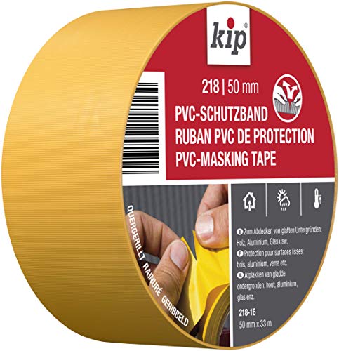 Kip Tape 218-16 Schutzband – Quergerilltes Abklebeband aus PVC zum Schutz glatter Untergründe – Selbstklebendes Klebeband zum Streichen & Lackieren – 50mm x 33m von kip