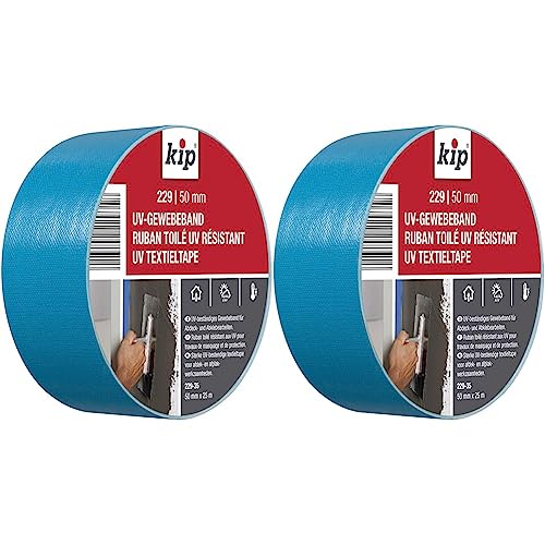 Kip Tape 229-35 Gewebeband – UV-beständiges, breites Gewebe-Klebeband aus PE für raue Untergründe – Panzertape für den Gebrauch drinnen und draußen – 50mm x 25m (Packung mit 2) von kip