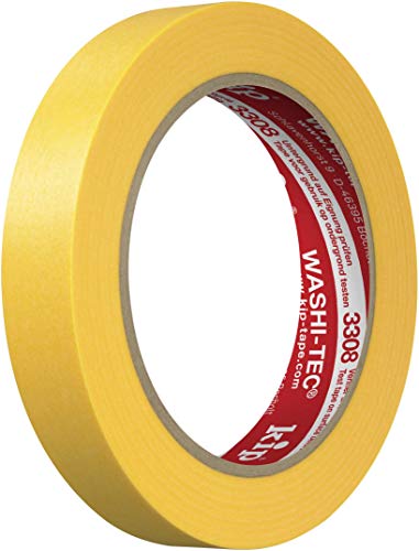 kip WASHI-TEC Goldkrepp - Klebeband 18 mm x 50 m - Sehr Dünnes Klebeband für Innen & Außen - Scharfe Farbkanten ohne Unterlaufen - Hohe Klebkraft von kip