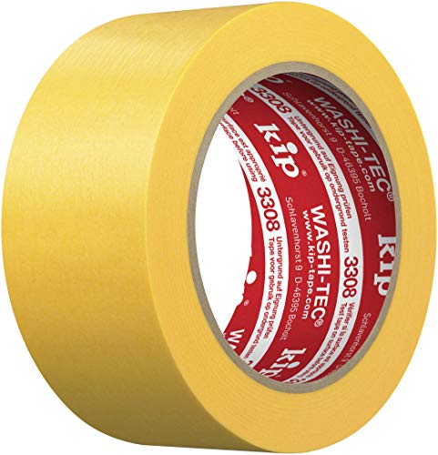 Kip WASHI-TEC Goldkrepp - Klebeband 48 mm x 50 m - Sehr Dünnes Klebeband für Innen & Außen - Scharfe Farbkanten ohne Unterlaufen - Hohe Klebkraft von kip