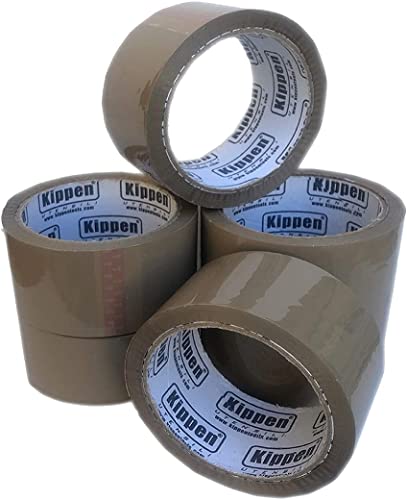 Kippen 9004A1 - Packung mit 6 Rollen Klebeband braun für Verpackungen. Maße: 50 m x 48 mm. von kippen