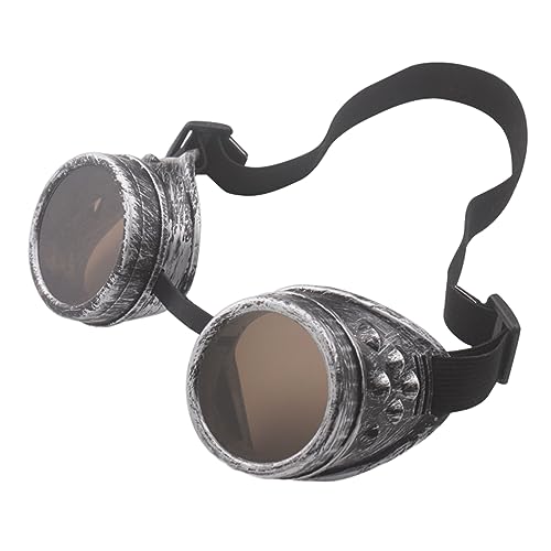 kiskick Halloween Dress Up Brille Steampunk Retro Vintage Stil Kostüm Eyewear für Cosplay Kratzer Uv Resistant Fun Party Zubehör Antik Silber Einheitsgröße von kiskick