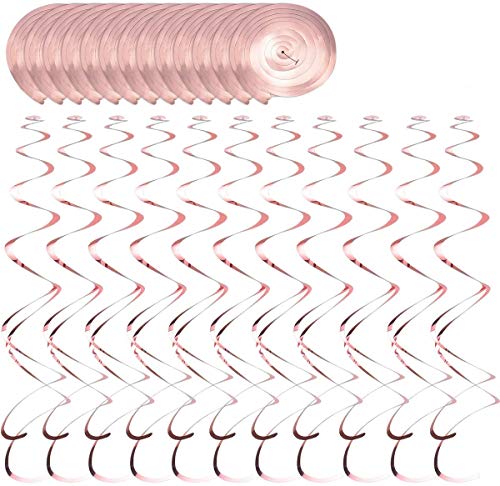 kissral 30 Stück Hängende Spiralen Girlande Rose Gold Folien Wirbel Deko Party Luftschlangen Deckenhänger Spiral Girlanden für Hochzeiten, Baby Party, Geburtstag, Weihnachten Dekoration von kissral