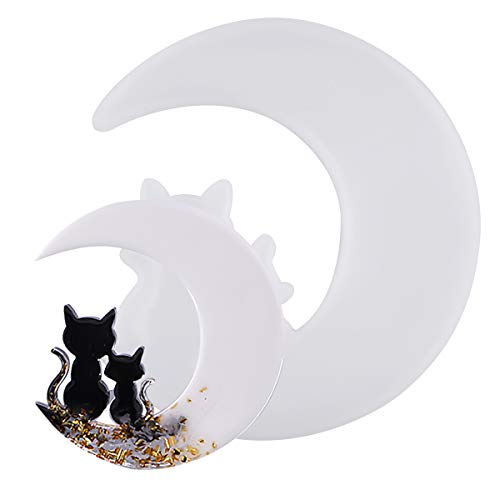 Epoxidharz Formen Mond und Katze Silikon Achat Resin Formen Groß Größe Flexible Unregelmäßige Harz Giessformen für Home Decoration Hausgemachte Seifenschokolade Geschenk Handwerk von kissral