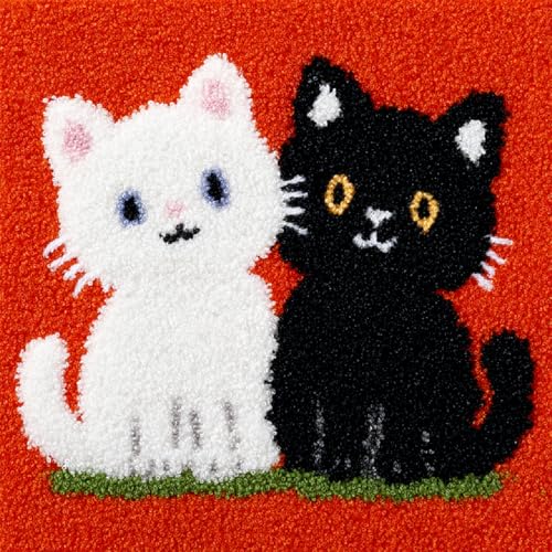 DIY Knüpfhaken Kissen Set für Anfänger Erwachsene,Knüpfteppich Bastelset 43x43cm,Einfaches Latch Hook Cushion Kit,Stilvolle Heimdekoration & Einzigartige Geschenkidee,Schwarz-weiße Katze DIY Knüpfhaken Kissen Set für Anfänger Erwachsene,Knüpfteppich Bastelset 43x43cm,Einfaches Latch Hook Cushion Kit,Stilvolle Heimdekoration & Einzigartige Geschenkidee,Schwarz-weiße Katze von kitphoenix