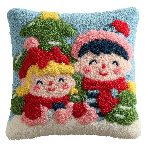 DIY Knüpfhaken Kissen Set für Anfänger Erwachsene,Knüpfteppich Bastelset 43x43cm,Einfaches Latch Hook Cushion Kit,Stilvolle Heimdekoration & Einzigartige Geschenkidee,Weihnachtskinder DIY Knüpfhaken Kissen Set für Anfänger Erwachsene,Knüpfteppich Bastelset 43x43cm,Einfaches Latch Hook Cushion Kit,Stilvolle Heimdekoration & Einzigartige Geschenkidee,Weihnachtskinder von kitphoenix