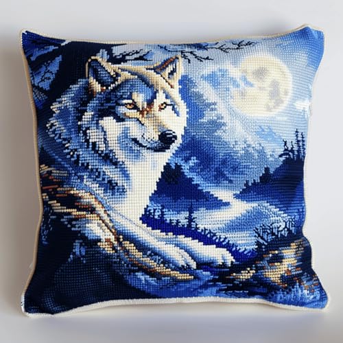 DIY Knüpfhaken Kissen Set für Anfänger & Erwachsene,43x43cm Kreatives Knüpfteppich Bastelset,Handgefertigter Kissenbezug für stilvolle Heimdekoration,Mondwolf DIY Knüpfhaken Kissen Set für Anfänger & Erwachsene,43x43cm Kreatives Knüpfteppich Bastelset,Handgefertigter Kissenbezug für stilvolle Heimdekoration,Mondwolf von kitphoenix