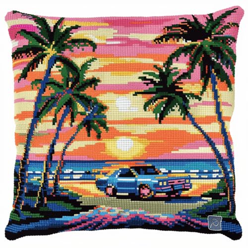 DIY Knüpfhaken Kissen Set für Anfänger & Erwachsene,43x43cm Kreatives Knüpfteppich Bastelset,Handgefertigter Kissenbezug für stilvolle Heimdekoration,Sonnenuntergang mit Meerblick DIY Knüpfhaken Kissen Set für Anfänger & Erwachsene,43x43cm Kreatives Knüpfteppich Bastelset,Handgefertigter Kissenbezug für stilvolle Heimdekoration,Sonnenuntergang mit Meerblick von kitphoenix