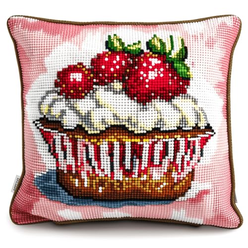 DIY Knüpfkissen-Set 43x43 cm Latch Hook Kissen Kit mit Vordruck, Knüpfteppich Knüpfpackung für Anfänger,Handarbeit Kissenbezug,Geschenk für Erwachsene und Kinder,Cupcakes DIY Knüpfkissen-Set 43x43 cm Latch Hook Kissen Kit mit Vordruck, Knüpfteppich Knüpfpackung für Anfänger,Handarbeit Kissenbezug,Geschenk für Erwachsene und Kinder,Cupcakes von kitphoenix