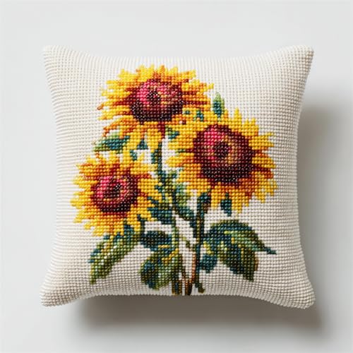 DIY Knüpfkissen-Set 43x43 cm Latch Hook Kissen Kit mit Vordruck, Knüpfteppich Knüpfpackung für Anfänger,Handarbeit Kissenbezug,Geschenk für Erwachsene und Kinder,Sonnenblume DIY Knüpfkissen-Set 43x43 cm Latch Hook Kissen Kit mit Vordruck, Knüpfteppich Knüpfpackung für Anfänger,Handarbeit Kissenbezug,Geschenk für Erwachsene und Kinder,Sonnenblume von kitphoenix