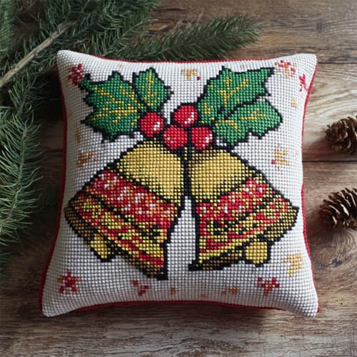 DIY Knüpfkissen-Set 43x43 cm Latch Hook Kissen Kit mit Vordruck, Knüpfteppich Knüpfpackung für Anfänger,Handarbeit Kissenbezug,Geschenk für Erwachsene und Kinder,Weihnachtsglocken DIY Knüpfkissen-Set 43x43 cm Latch Hook Kissen Kit mit Vordruck, Knüpfteppich Knüpfpackung für Anfänger,Handarbeit Kissenbezug,Geschenk für Erwachsene und Kinder,Weihnachtsglocken von kitphoenix