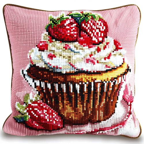 Knüpfhaken Kissen Kit für Anfänger & Erwachsene,DIY Latch Hook Set zum Selber Knüpfen,Kreatives Bastelset für Heimdekoration,Entspannung & Handarbeit,43x43 cm,Cupcakes Knüpfhaken Kissen Kit für Anfänger & Erwachsene,DIY Latch Hook Set zum Selber Knüpfen,Kreatives Bastelset für Heimdekoration,Entspannung & Handarbeit,43x43 cm,Cupcakes von kitphoenix