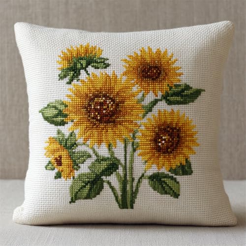 Knüpfhaken Kissen Kit für Anfänger & Erwachsene,DIY Latch Hook Set zum Selber Knüpfen,Kreatives Bastelset für Heimdekoration,Entspannung & Handarbeit,43x43 cm,Sonnenblume Knüpfhaken Kissen Kit für Anfänger & Erwachsene,DIY Latch Hook Set zum Selber Knüpfen,Kreatives Bastelset für Heimdekoration,Entspannung & Handarbeit,43x43 cm,Sonnenblume von kitphoenix
