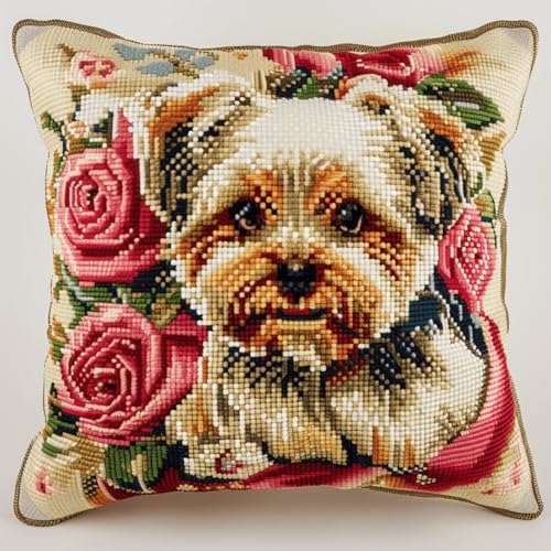 Knüpfhaken Kissen Kit für Anfänger & Erwachsene,DIY Latch Hook Set zum Selber Knüpfen,Kreatives Bastelset für Heimdekoration,Entspannung & Handarbeit,43x43 cm,Yorkshire-Hund Knüpfhaken Kissen Kit für Anfänger & Erwachsene,DIY Latch Hook Set zum Selber Knüpfen,Kreatives Bastelset für Heimdekoration,Entspannung & Handarbeit,43x43 cm,Yorkshire-Hund von kitphoenix