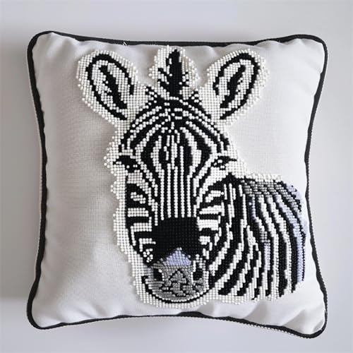 Knüpfhaken Kissen Kit für Anfänger & Erwachsene,DIY Latch Hook Set zum Selber Knüpfen,Kreatives Bastelset für Heimdekoration,Entspannung & Handarbeit,43x43 cm,Zebra Knüpfhaken Kissen Kit für Anfänger & Erwachsene,DIY Latch Hook Set zum Selber Knüpfen,Kreatives Bastelset für Heimdekoration,Entspannung & Handarbeit,43x43 cm,Zebra von kitphoenix