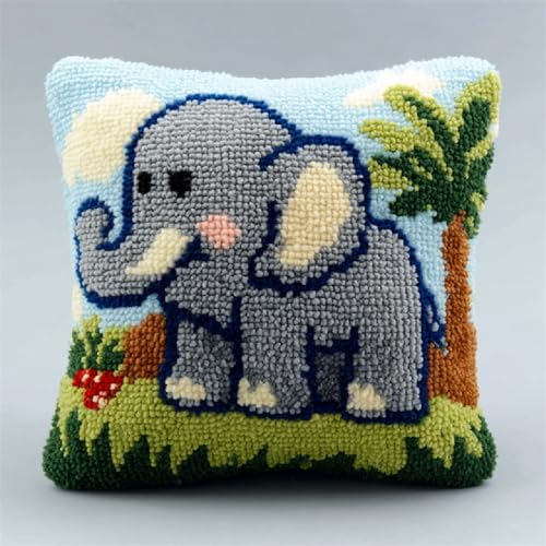 Knüpfhaken Kissen Set 43x43cm,DIY Latch Hook Kissenbezug für Anfänger & Erwachsene,Kreatives Bastelset zum Selbermachen, Heimdeko & Geschenkidee,Cartoon-Elefant Knüpfhaken Kissen Set 43x43cm,DIY Latch Hook Kissenbezug für Anfänger & Erwachsene,Kreatives Bastelset zum Selbermachen, Heimdeko & Geschenkidee,Cartoon-Elefant von kitphoenix