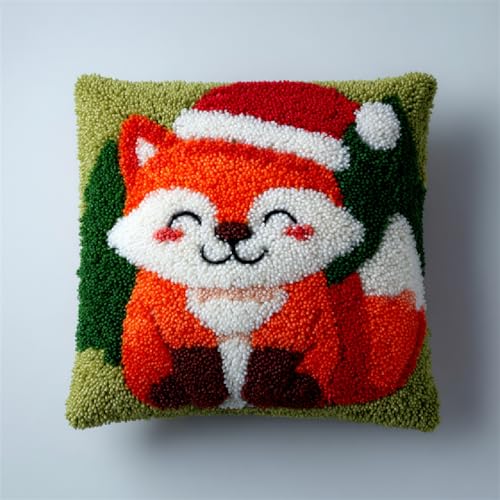 Knüpfhaken Kissen Set 43x43cm,DIY Latch Hook Kissenbezug für Anfänger & Erwachsene,Kreatives Bastelset zum Selbermachen, Heimdeko & Geschenkidee,Fuchs mit Weihnachtsmütze Knüpfhaken Kissen Set 43x43cm,DIY Latch Hook Kissenbezug für Anfänger & Erwachsene,Kreatives Bastelset zum Selbermachen, Heimdeko & Geschenkidee,Fuchs mit Weihnachtsmütze von kitphoenix