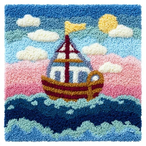 Knüpfhaken Kissen Set 43x43cm,DIY Latch Hook Kissenbezug für Anfänger & Erwachsene,Kreatives Bastelset zum Selbermachen, Heimdeko & Geschenkidee,Segelboote auf See Knüpfhaken Kissen Set 43x43cm,DIY Latch Hook Kissenbezug für Anfänger & Erwachsene,Kreatives Bastelset zum Selbermachen, Heimdeko & Geschenkidee,Segelboote auf See von kitphoenix