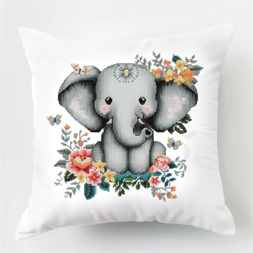 Knüpfkissen-Set zum Selbermachen 43x43cm,DIY Kreuzstich Latch Hook Kissen Kit mit Garn,Werkzeug & Anleitung für Anfänger und Hobbyknüpfer,Elefant Knüpfkissen-Set zum Selbermachen 43x43cm,DIY Kreuzstich Latch Hook Kissen Kit mit Garn,Werkzeug & Anleitung für Anfänger und Hobbyknüpfer,Elefant von kitphoenix