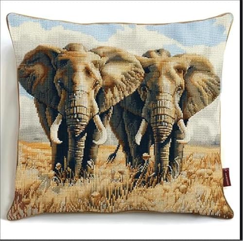 Knüpfkissen Zum Selber Knüpfen - Set für Anfänger, Erwachsene oder Kinder - Elefant Motiv - DIY Knüpfteppich Mit Knüpfhaken - 43 x 4 von kitphoenix