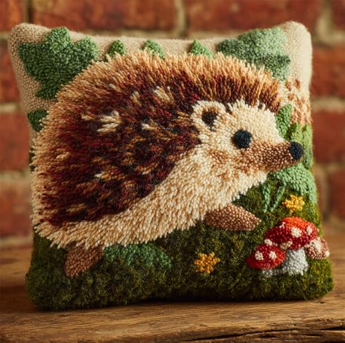 Knüpfteppich Zum Selber Knüpf-Sets Mit Kissen Knüpfen,Igel,Set 43X43Cm Kissenbezug-Set Für Erwachsene Und Kinder Latch Hook Kit Heimaccessoire von kitphoenix