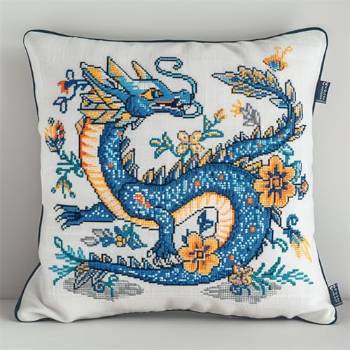Latch Cushion DIY Knotting Set mit Werkzeug,Kreuzstich Kissen Zum Selber Machen,Knüpfkissen 43x43cm für Kinder und Erwachsene,Handarbeit Starter Kit,Mythischer Drache Latch Cushion DIY Knotting Set mit Werkzeug,Kreuzstich Kissen Zum Selber Machen,Knüpfkissen 43x43cm für Kinder und Erwachsene,Handarbeit Starter Kit,Mythischer Drache von kitphoenix