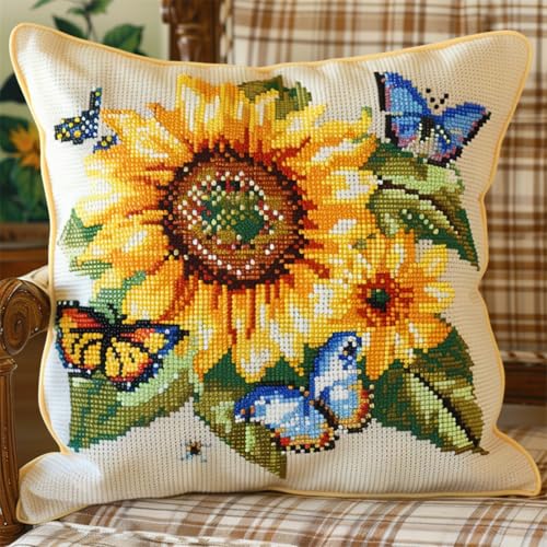 Latch Hook Kissen Kit DIY Knüpfhaken-Set für Erwachsene und Anfänger,Knüpfkissen Bezug 43x43 cm Selber Machen mit Wolle,Kreatives Bastelset für Entspannung und DIY Dekor,Sonnenblume Latch Hook Kissen Kit DIY Knüpfhaken-Set für Erwachsene und Anfänger,Knüpfkissen Bezug 43x43 cm Selber Machen mit Wolle,Kreatives Bastelset für Entspannung und DIY Dekor,Sonnenblume von kitphoenix