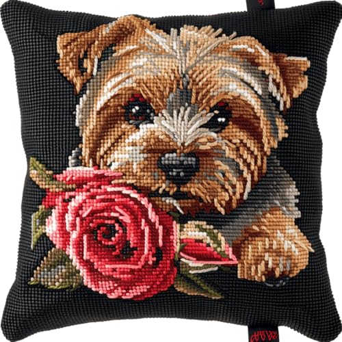 Latch Hook Kissen Kit DIY Knüpfhaken-Set für Erwachsene und Anfänger,Knüpfkissen Bezug 43x43 cm Selber Machen mit Wolle,Kreatives Bastelset für Entspannung und DIY Dekor,Yorkshire-Hund Latch Hook Kissen Kit DIY Knüpfhaken-Set für Erwachsene und Anfänger,Knüpfkissen Bezug 43x43 cm Selber Machen mit Wolle,Kreatives Bastelset für Entspannung und DIY Dekor,Yorkshire-Hund von kitphoenix